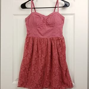 AEO Pink Bustier Lace Babydoll Dress Small removable padding adjustable straps